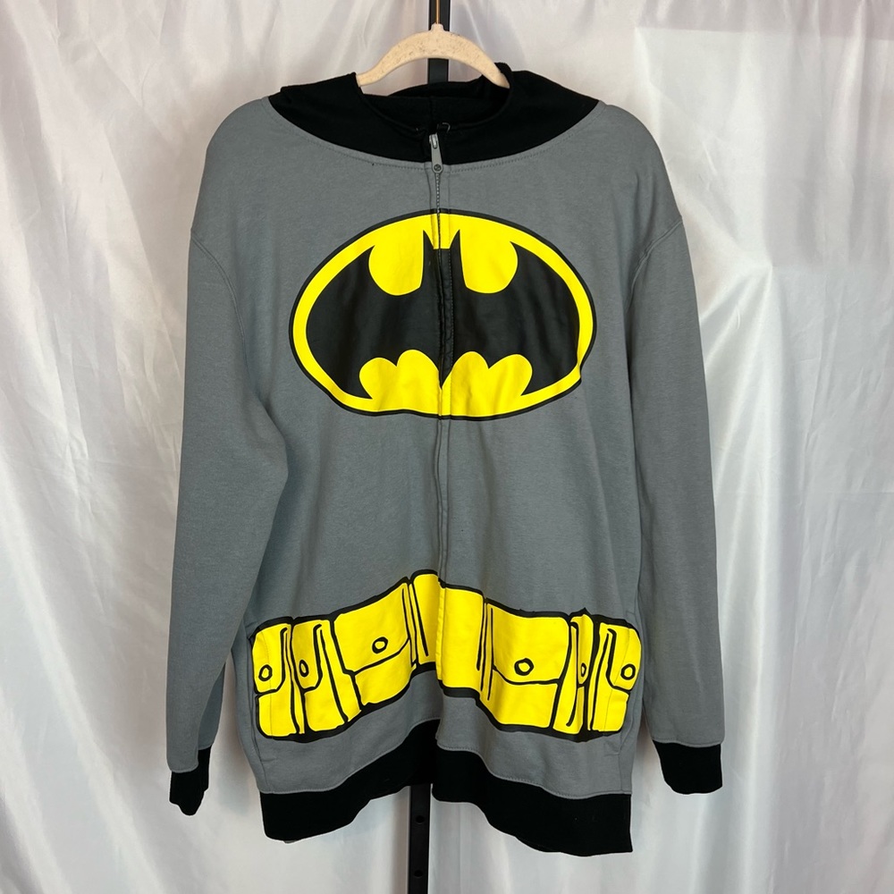 DC Comics Batman Zip Front Hoodie with Bat Hood, size XXL